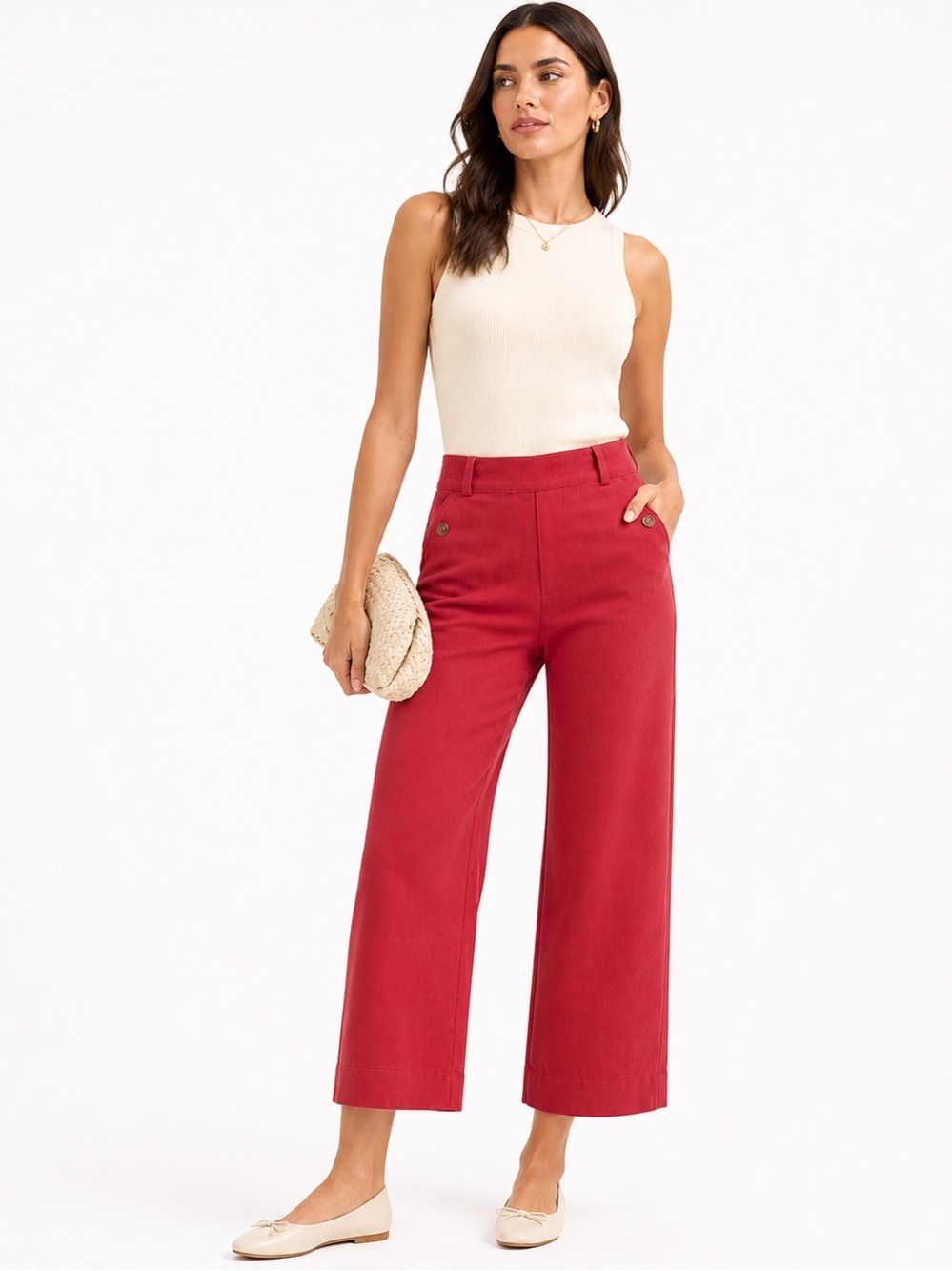 SPANX Wild Rose Wide Leg Crop Pants XS NWT
